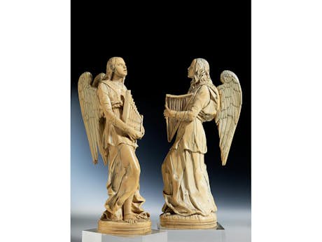 Paar Elfenbeinfiguren musizierender Engel
